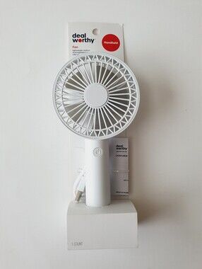 Dealworthy Personal Fan Lightweight Handheld Rechargeable Battery White